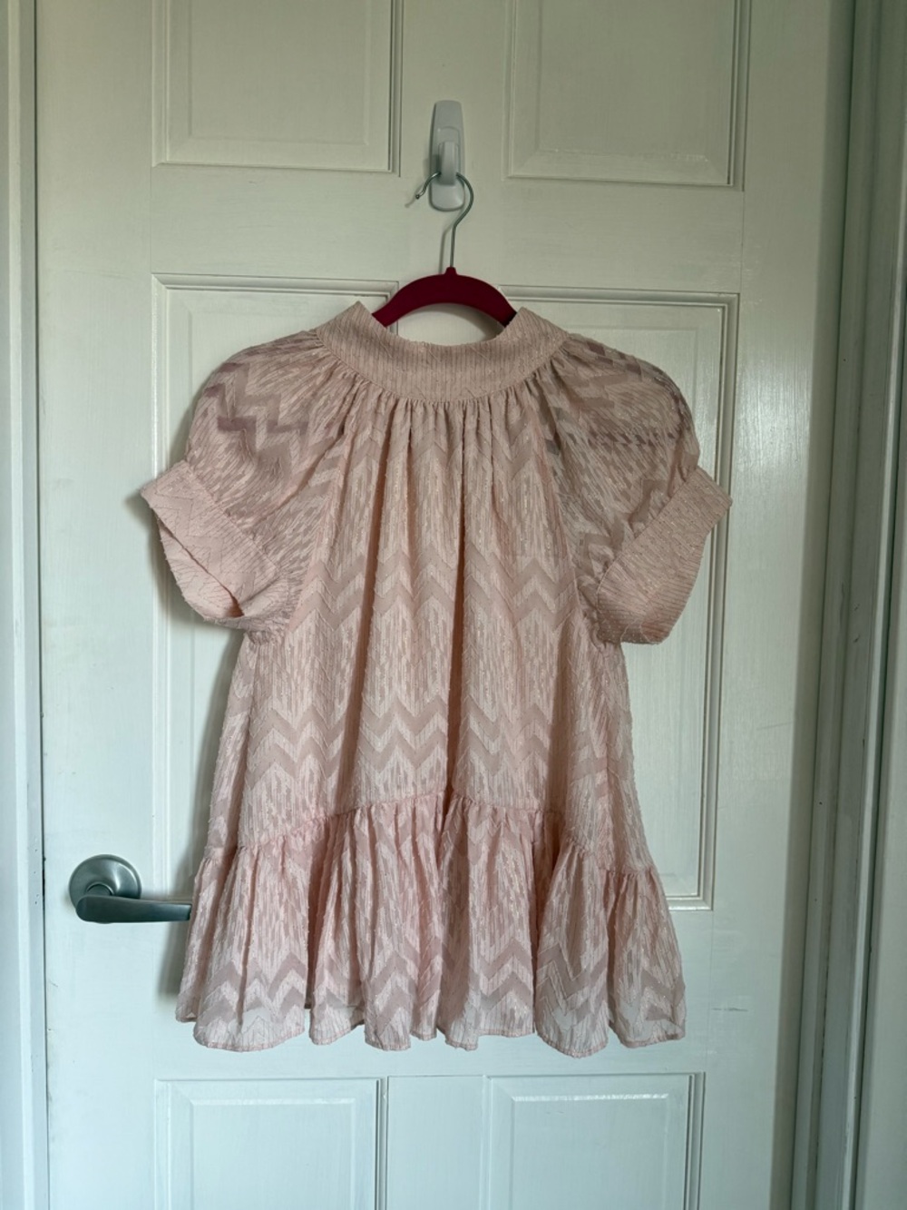 Opening Ceremony Light Pink Short Sleeve Ruffled Blouse